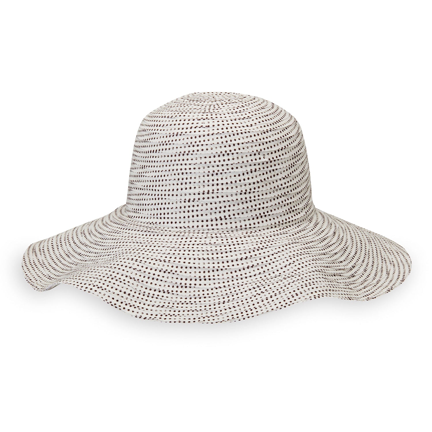 Wallaroo Scrunchie molded into a wavy shabby chic style, Natural/Brown Dots