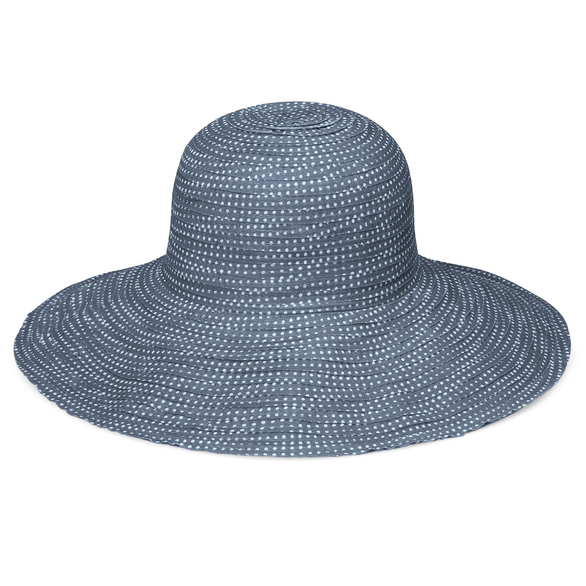 Women's wide brim sun hat in Slate Blue/White Dots by Wallaroo