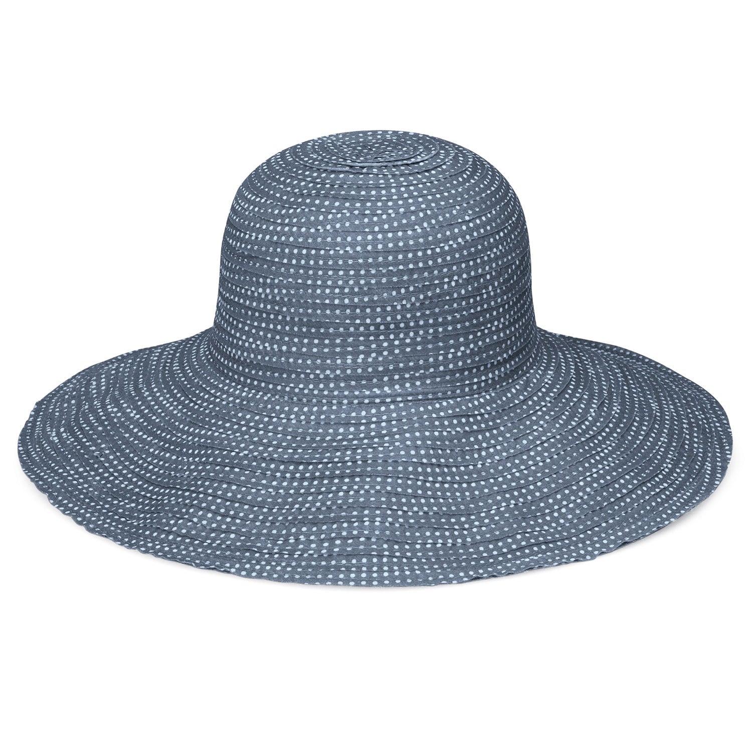 Women's wide brim sun hat in Slate Blue/White Dots by Wallaroo