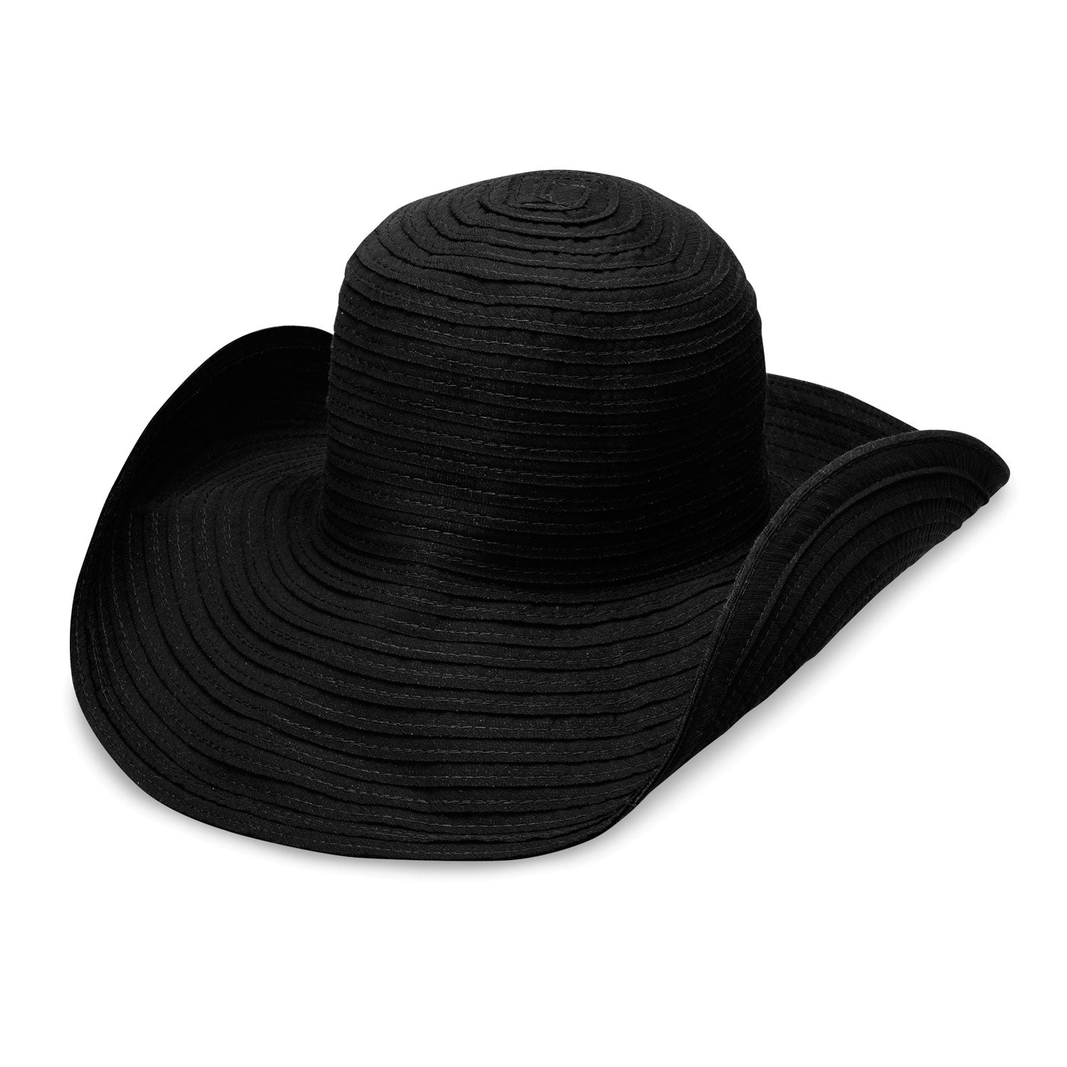 Women's Scrunchie wide brim hat in cowboy form, Black