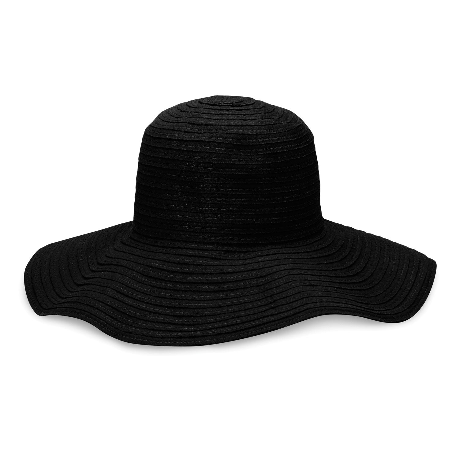 Women's Scrunchie wide brim hat in wavy form, Black