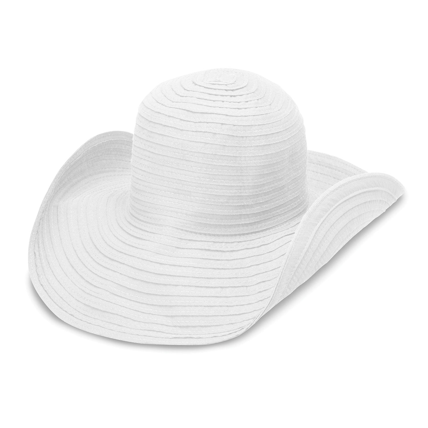 Women's Scrunchie wide brim hat in cowboy form, White