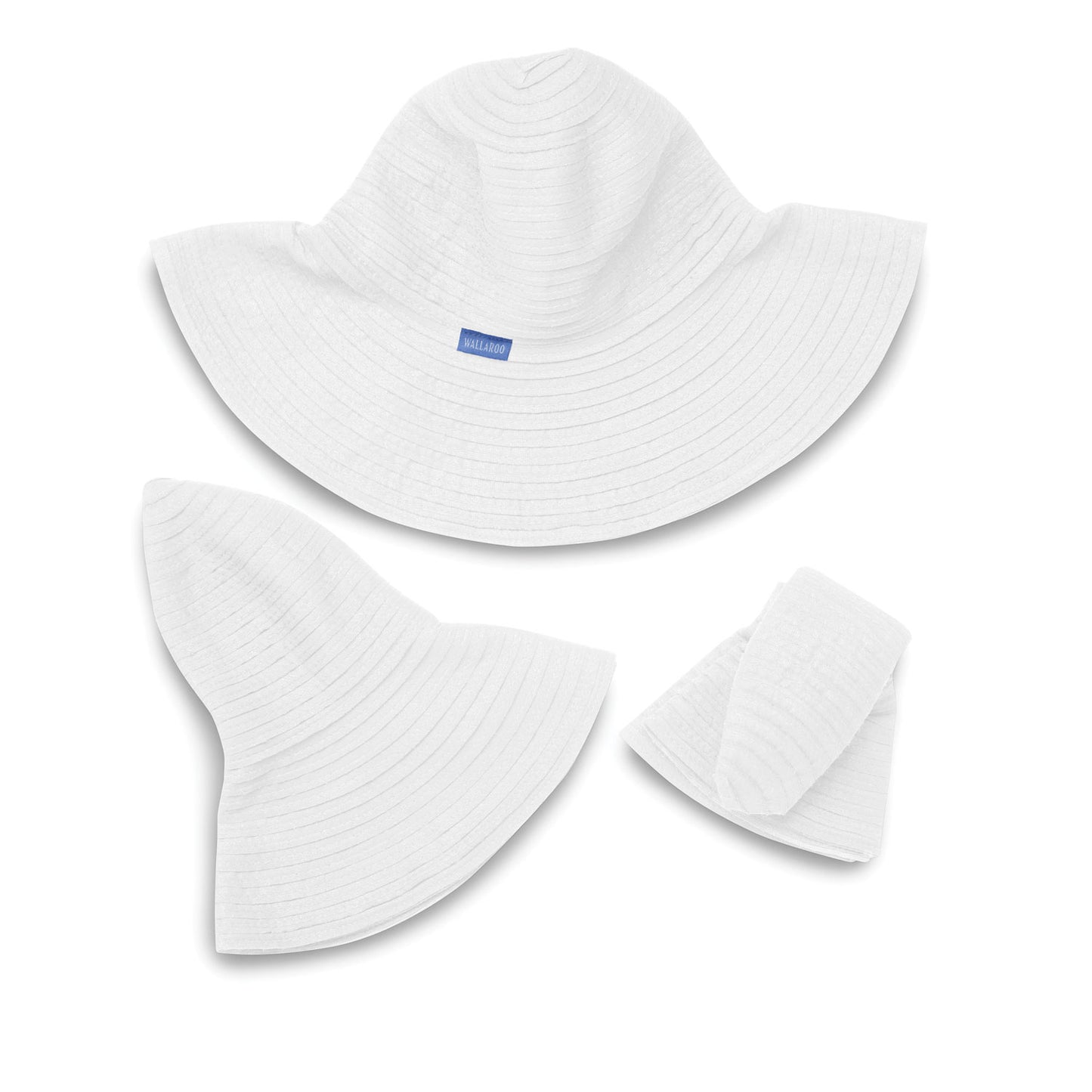 Packable view of women's Scrunchie wide brim hat, White