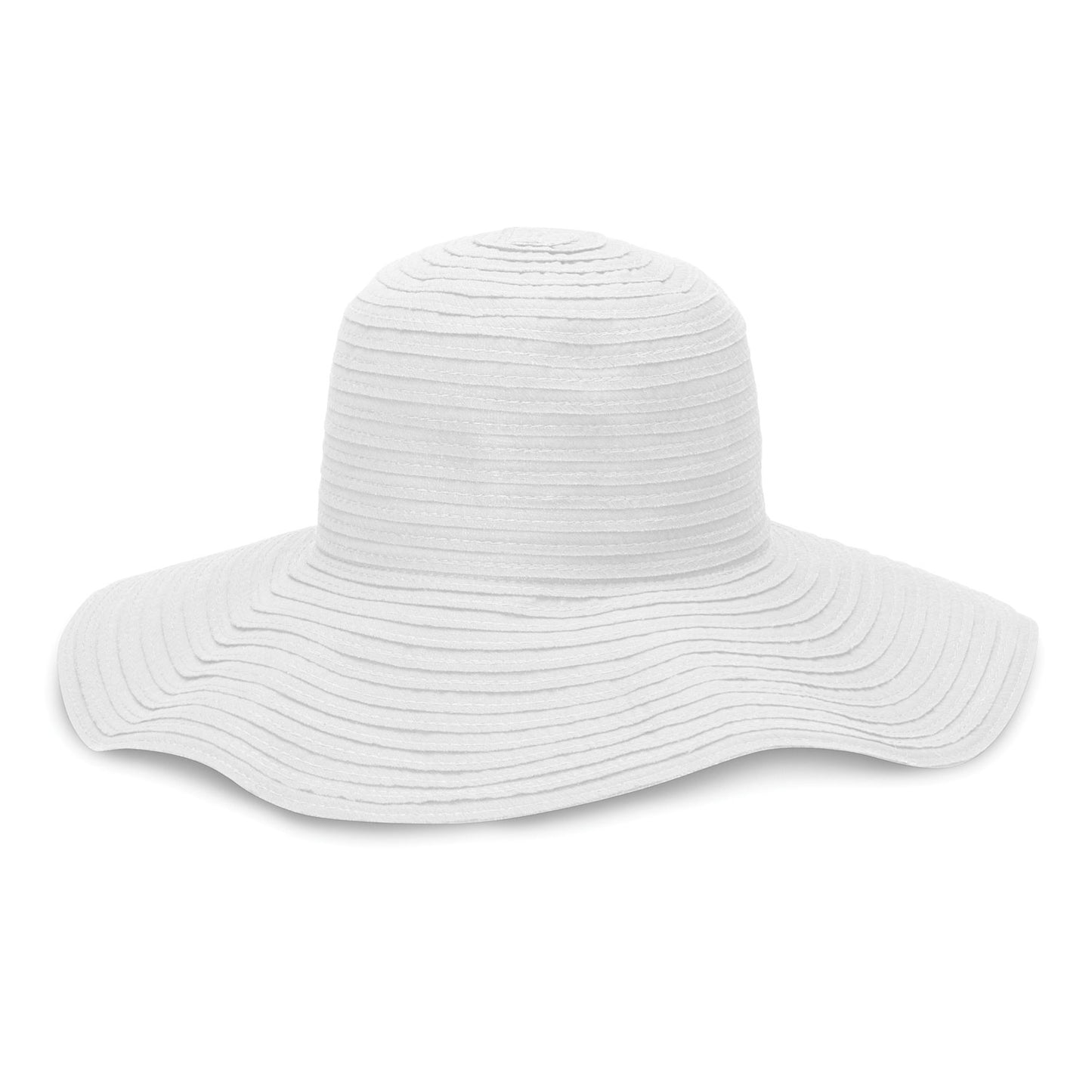 Women's Scrunchie wide brim hat in wavy form, White