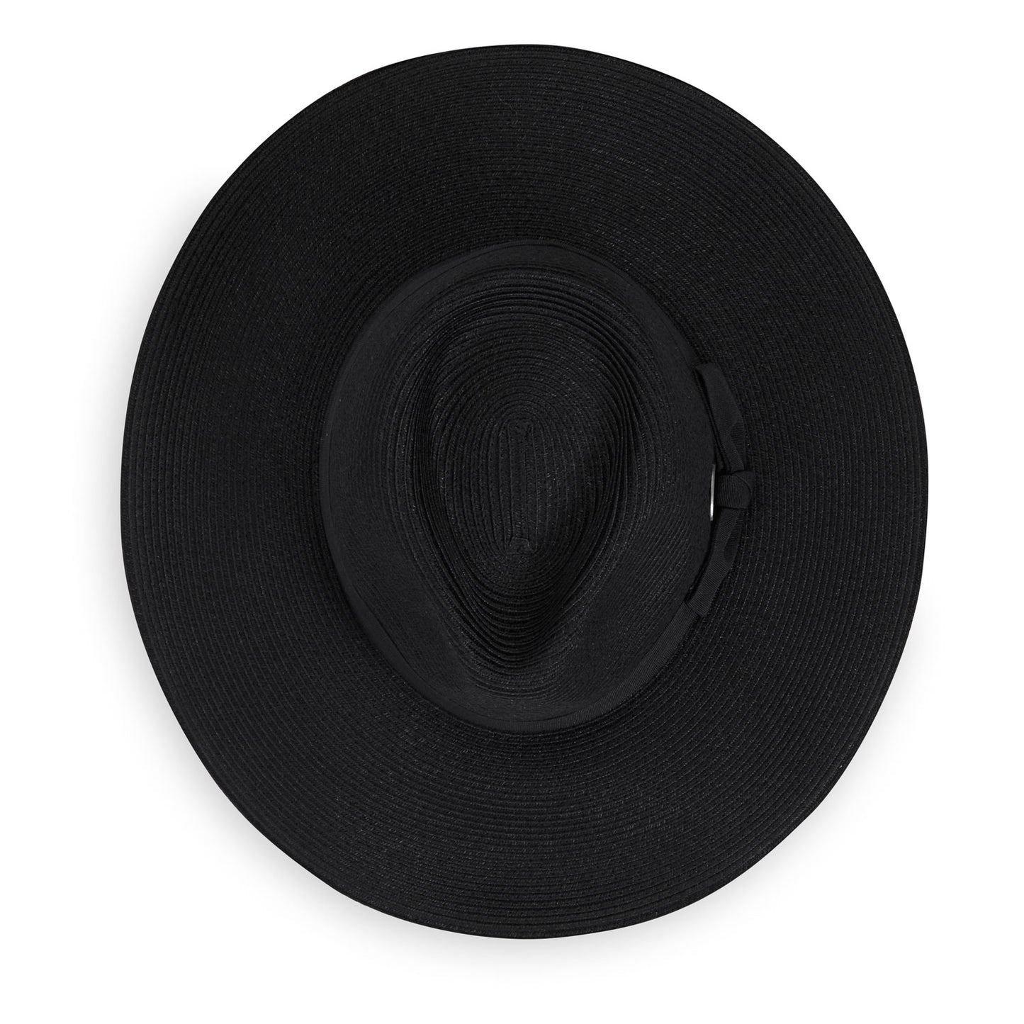 Top view of women's St Lucia wide brim fedora, Black