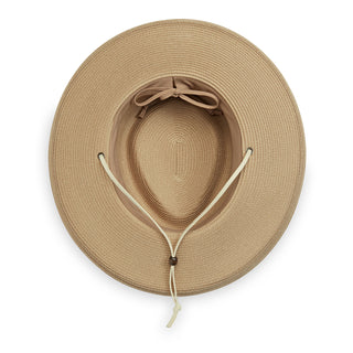 Inside of Ladies' wide brim summer sun hat by Wallaroo, Camel