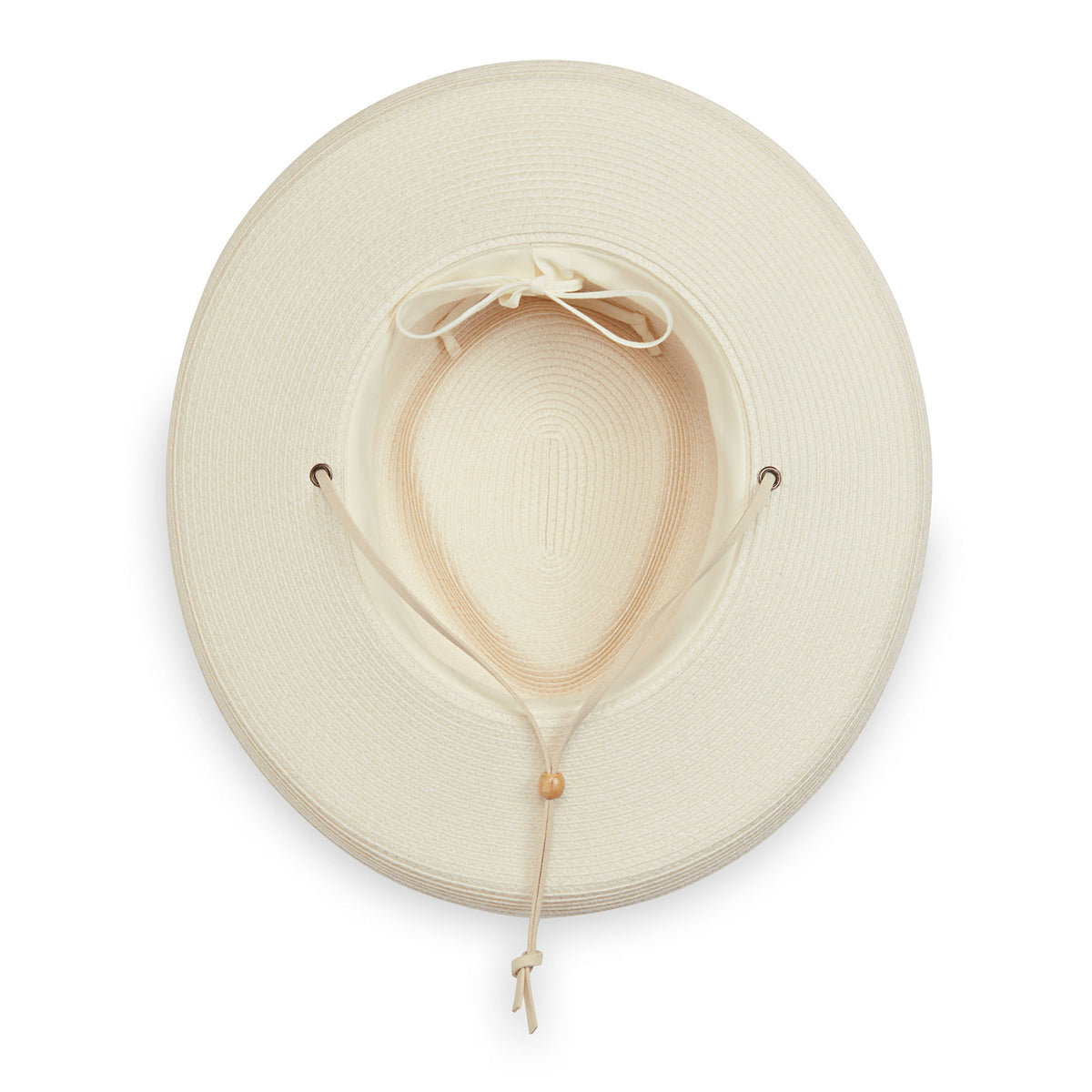 Inside of Ladies' wide brim sun hat by Wallaroo, Ivory