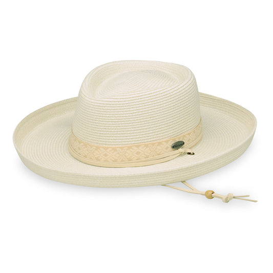 Women's wide brim sun hat with chinstrap by Wallaroo, Ivory