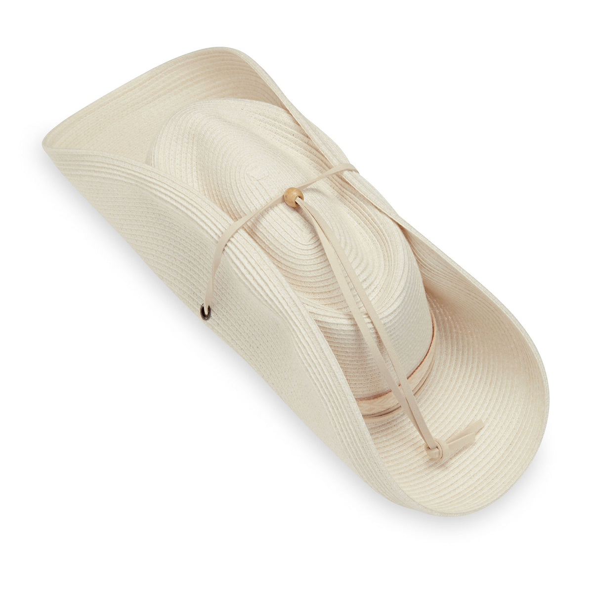 Packing view of Ladies' wide brim summer sun hat by Wallaroo, Ivory
