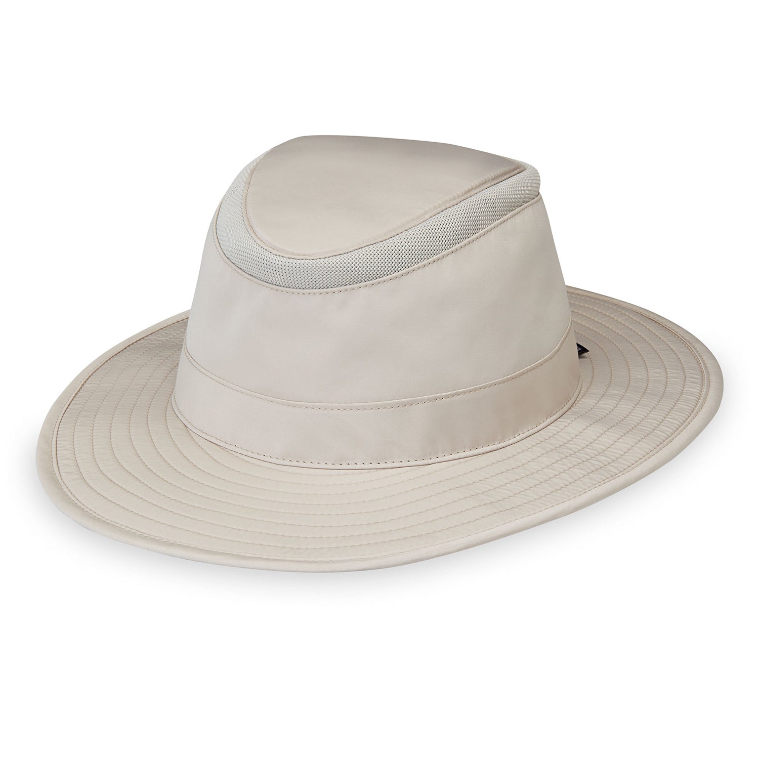Wallaroo Men’s Summit bucket sun hat, a unisex packable hat with a hidden key pocket, water-resistant fabric, lightweight and breathable design, and spf sun protection, Stone