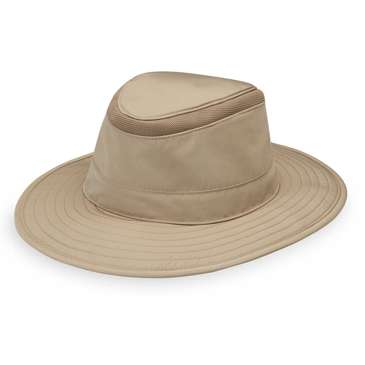 Summit Waterproof sun hat by Wallaroo, with UPF 50+ rating and packable material for travel, Khaki