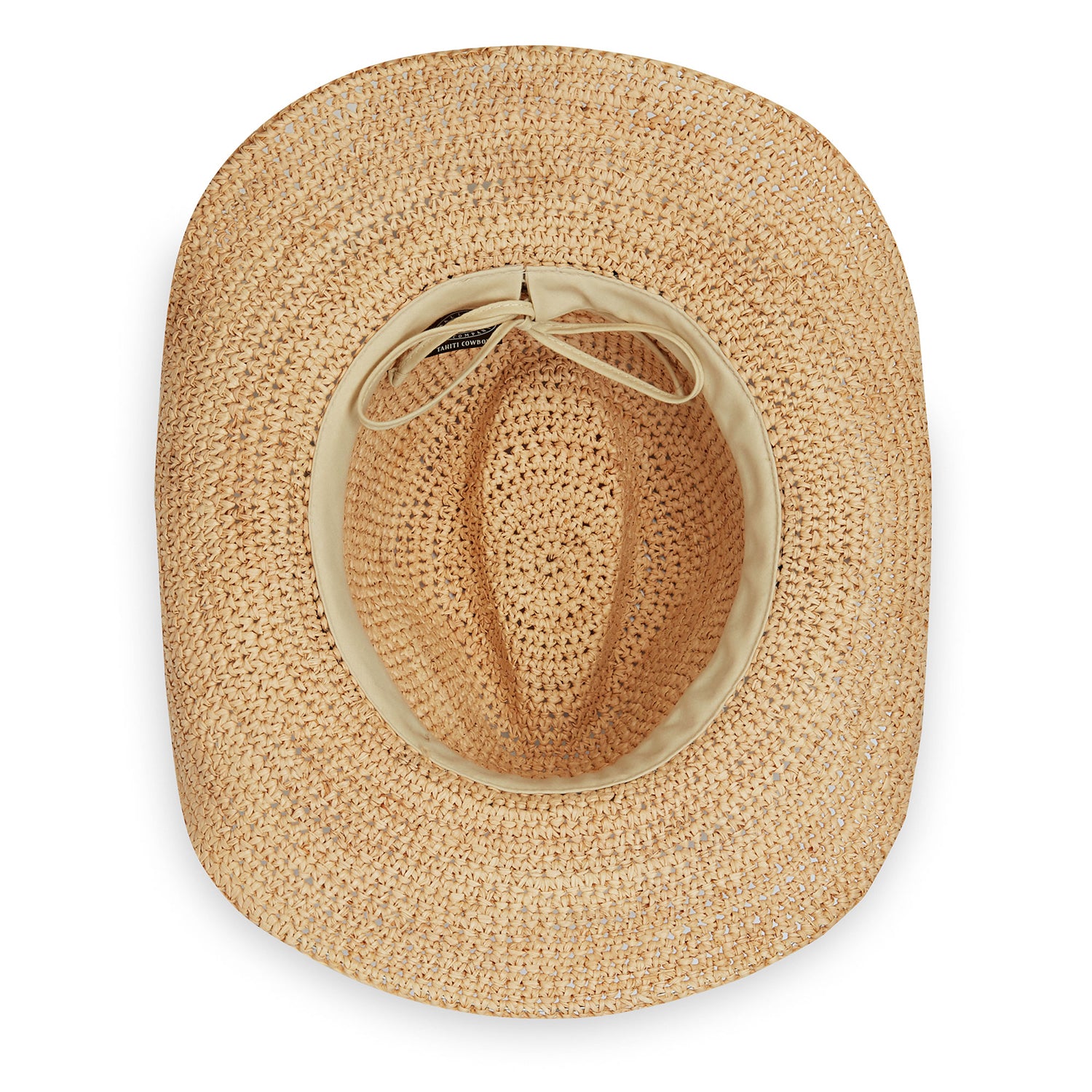 Inside of women's Tahiti Cowboy raffia hat