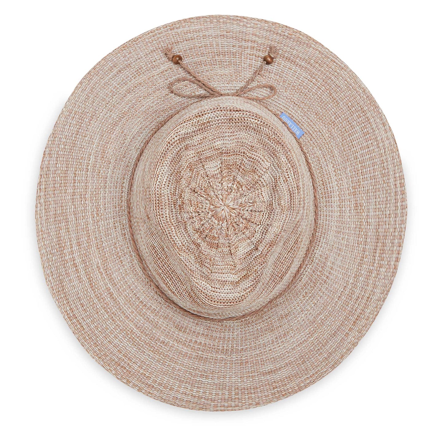 Top of women's Victoria Fedora Diva poly-straw packable hat for travel, Mixed Camel