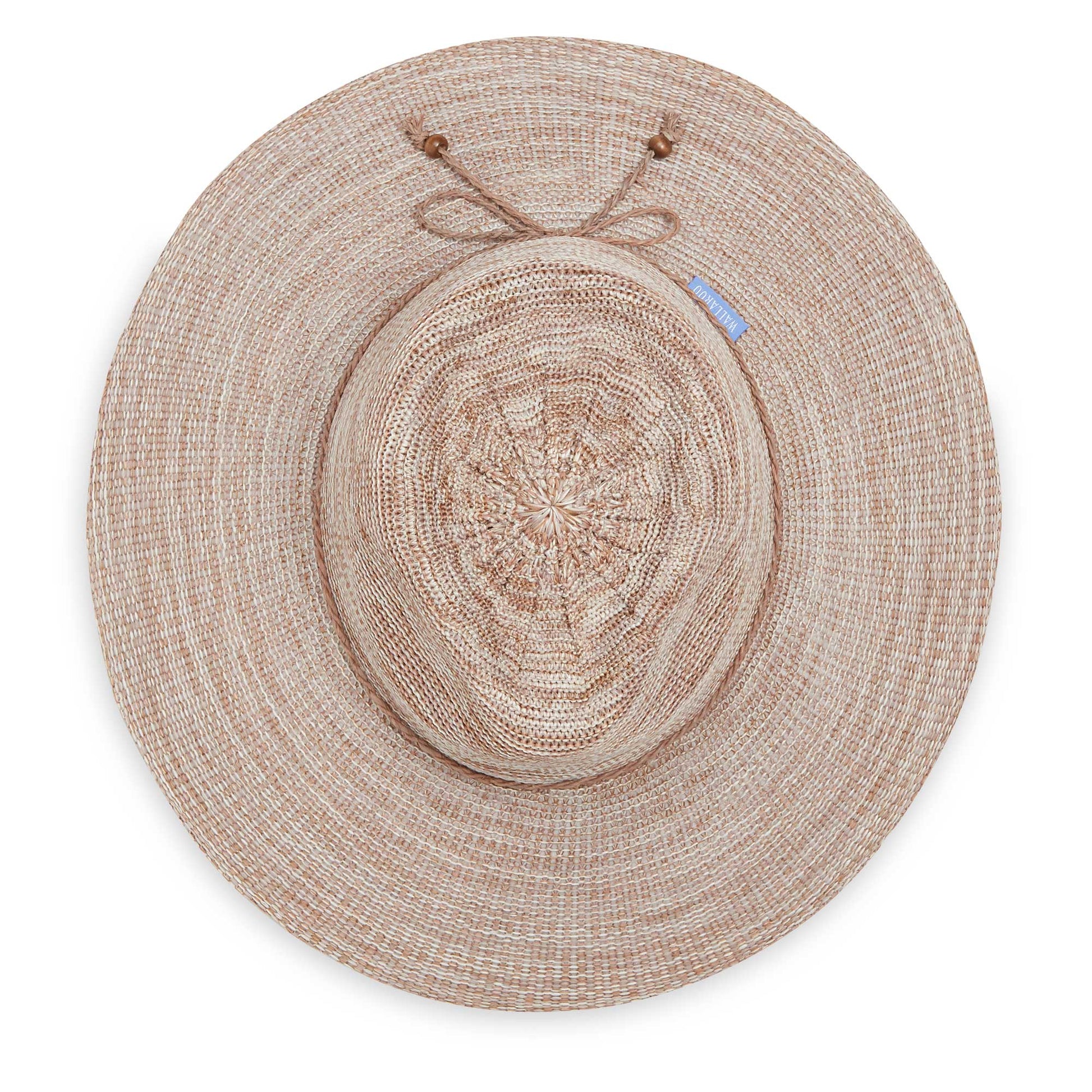 Top of women's Victoria Fedora Diva poly-straw packable hat for travel, Mixed Camel