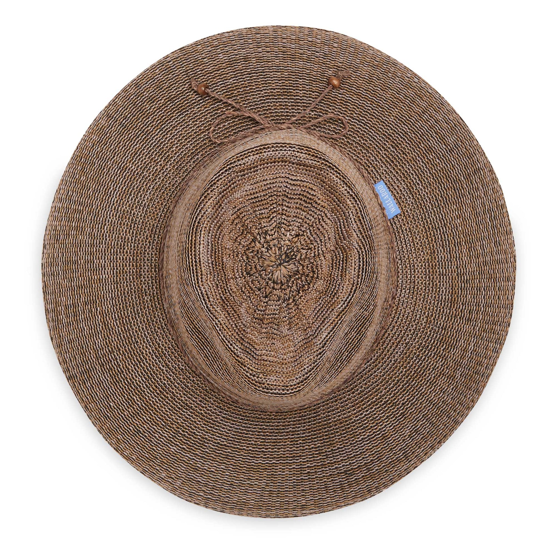 Top of women's Victoria Fedora Diva poly-straw packable hat for travel, Suede
