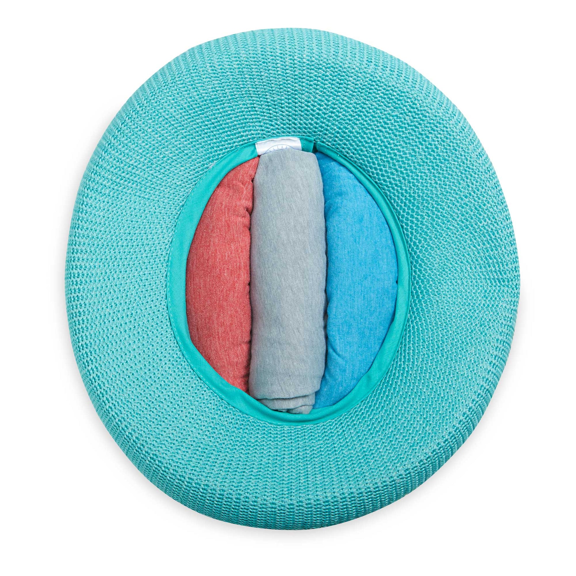 Women's Victoria poly straw sun hat with upturned brim packed, Jade