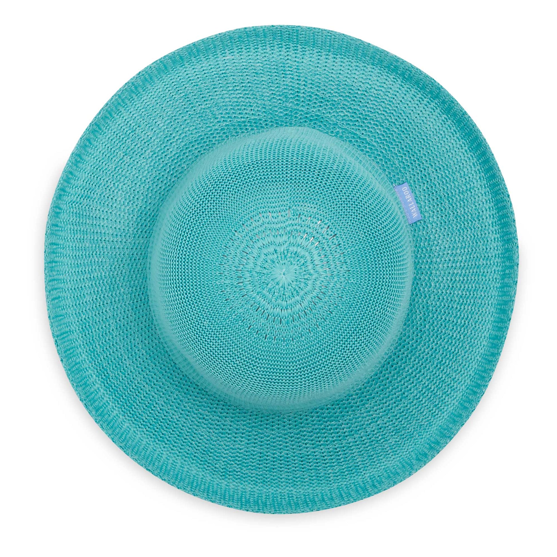 Top of women's Victoria poly straw sun hat with upturned brim, Jade