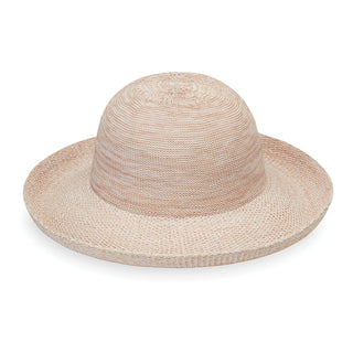Side view of Women's wide brim sun hat in Mixed Beige by Wallaroo