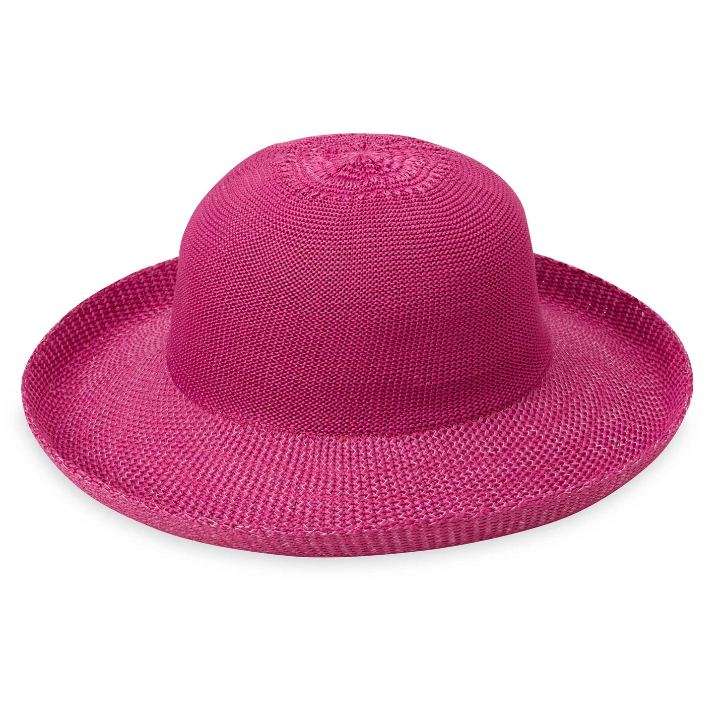 Women's Victoria poly straw sun hat with upturned brim, Raspberry