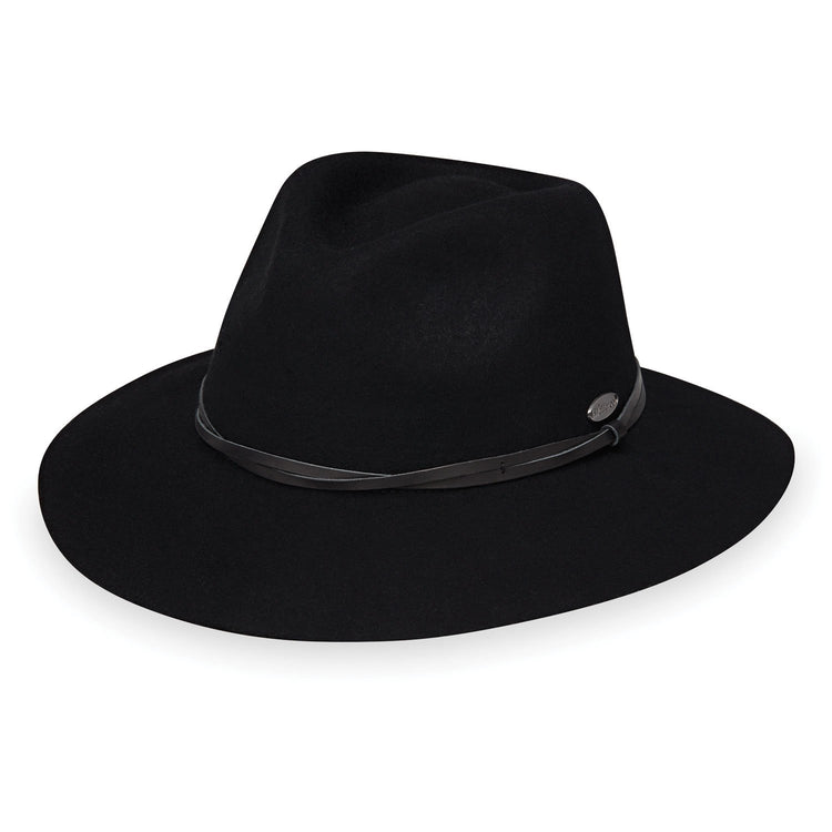 Aspen Women's Wool Felt Fedora Style Sun Hat in Black from Wallaroo