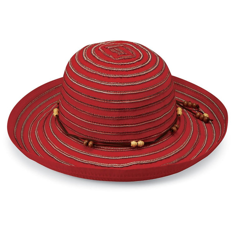 Women's Wide Brim Crown Style UPF Breton Packable Sun Hat in Red from Wallaroo