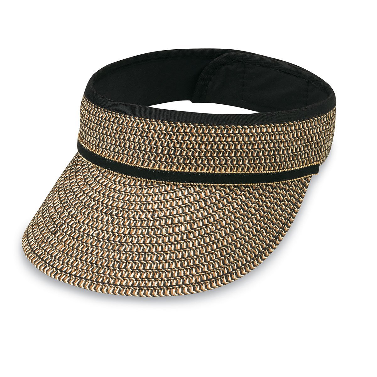 Bianca Paper Braid Sun Visor in Mixed Black from Wallaroo