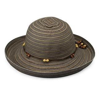 Women's Packable Big Wide Brim Summer Sun Hat in Chocolate from Wallaroo