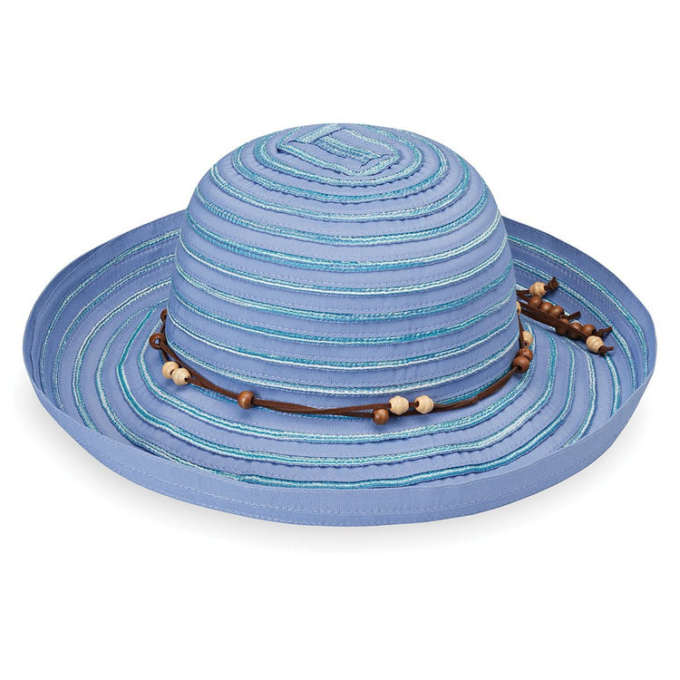 Women's Packable Big Wide Brim Breton Sun Cap in Hydrangea from Wallaroo