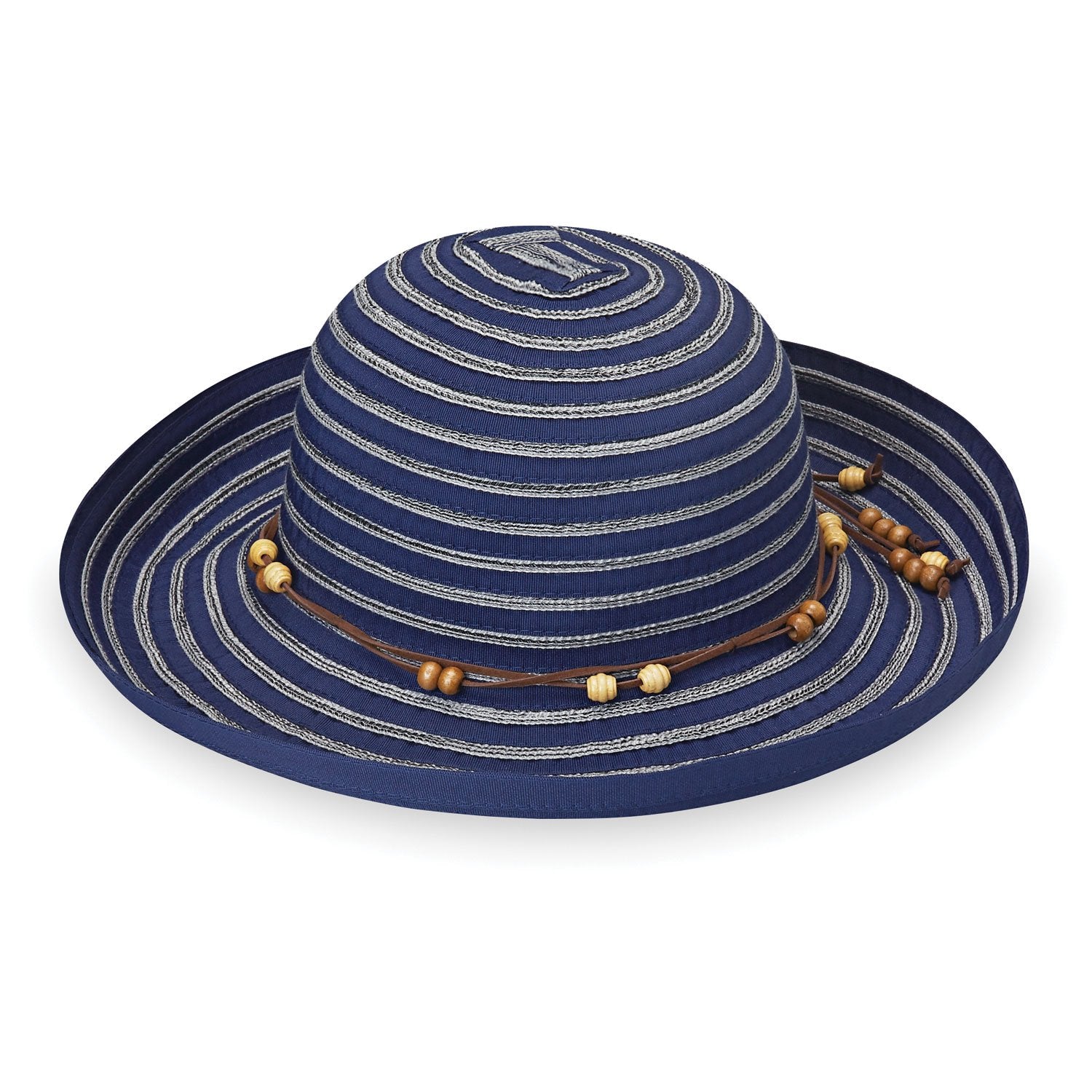 Ladies' Packable Big Wide Brim Breton UPF Sun Hat in Navy from Wallaroo