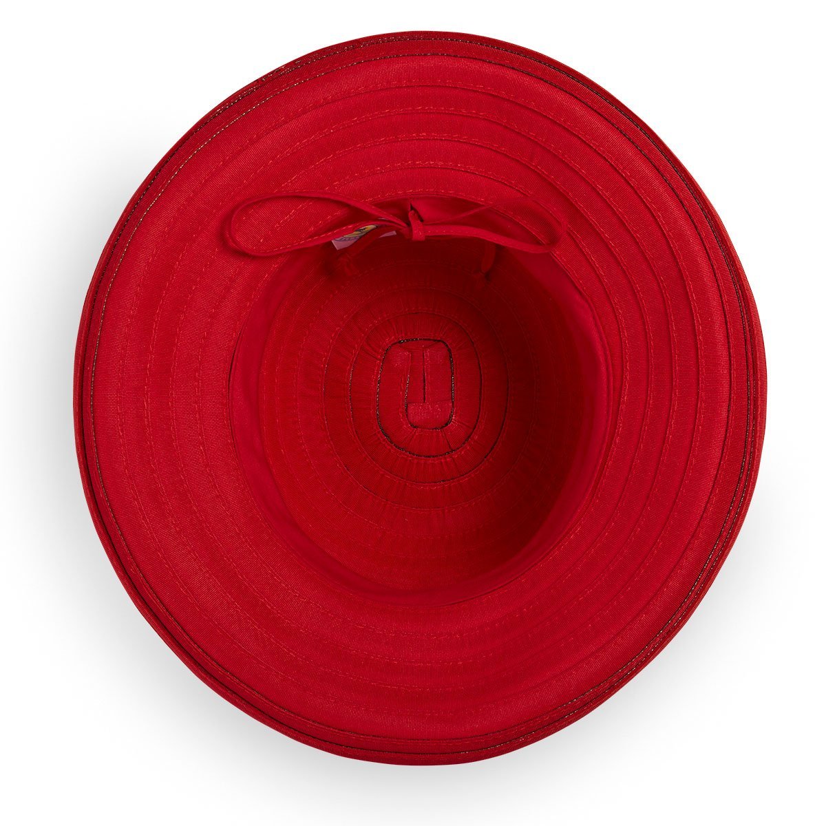 Bottom of Women's Big Wide Brim UPF Breton Packable Sun Hat in Red from Wallaroo