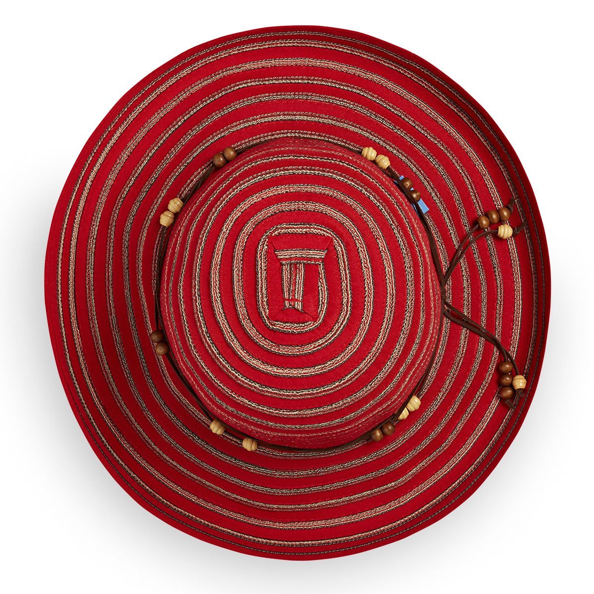 Top of Ladies' Big Wide Brim Breton Packable Summer Sun Hat in Red from Wallaroo