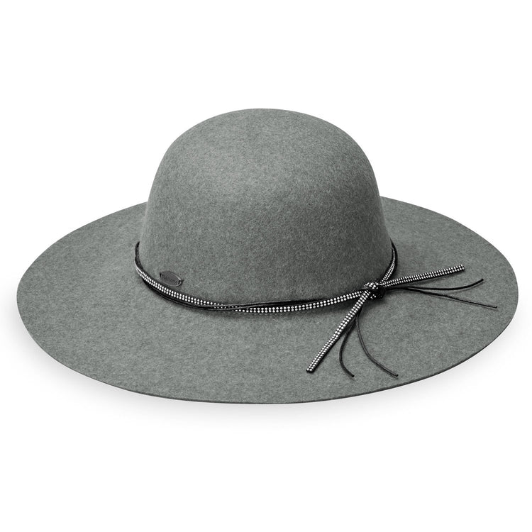 Cambria Women's Wide Brim Crown Style Wool Felt UPF Sun Hat in Grey from Wallaroo