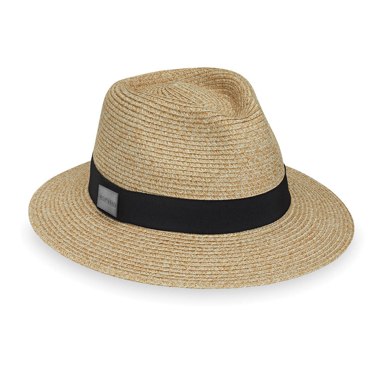 Front of Unisex Fedora Style Fairway Packable UPF Sun Hat in Beige from Carkella by Wallaroo