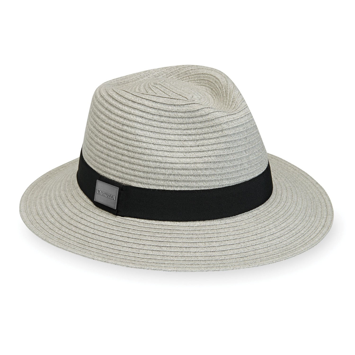 Featuring Front of Unisex Fedora Style Fairway Packable UPF Sun Hat in Light Grey from Carkella by Wallaroo