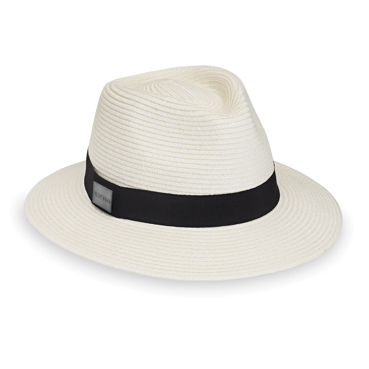 Front of Unisex Fedora Style Fairway Packable UPF Sun Hat in Ivory from Carkella by Wallaroo