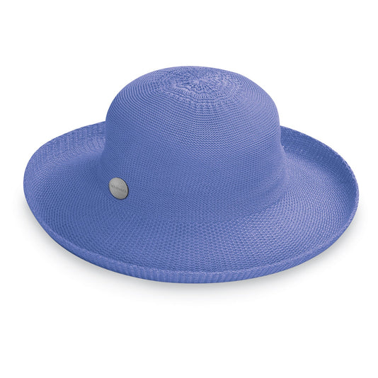 Front of Packable Wide Brim Crown Style Victoria UPF Sun Hat in Hydrangea from Carkella by Wallaroo