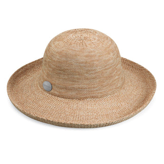 Front of Packable Wide Brim Victoria UPF Sun Hat in Mixed Camel from Carkella by Wallaroo