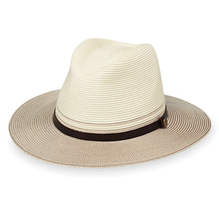 Front of UPF Fedora Style Carter summer sun hat in Ivory-Stone from Wallaroo