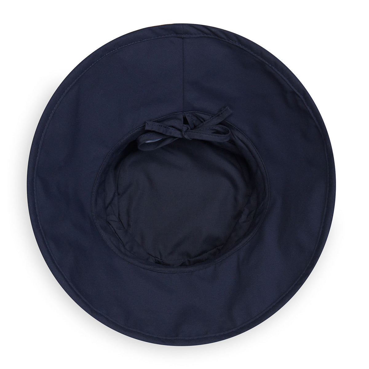 Bottom of Women's Casual Traveler Big Wide Brim UPF Sun Hat in Navy from Wallaroo, Microfiber Navy