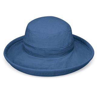 Casual Traveler UPF Cotton Wide Brim Crown Style Sun Hat in Blue from Wallaroo