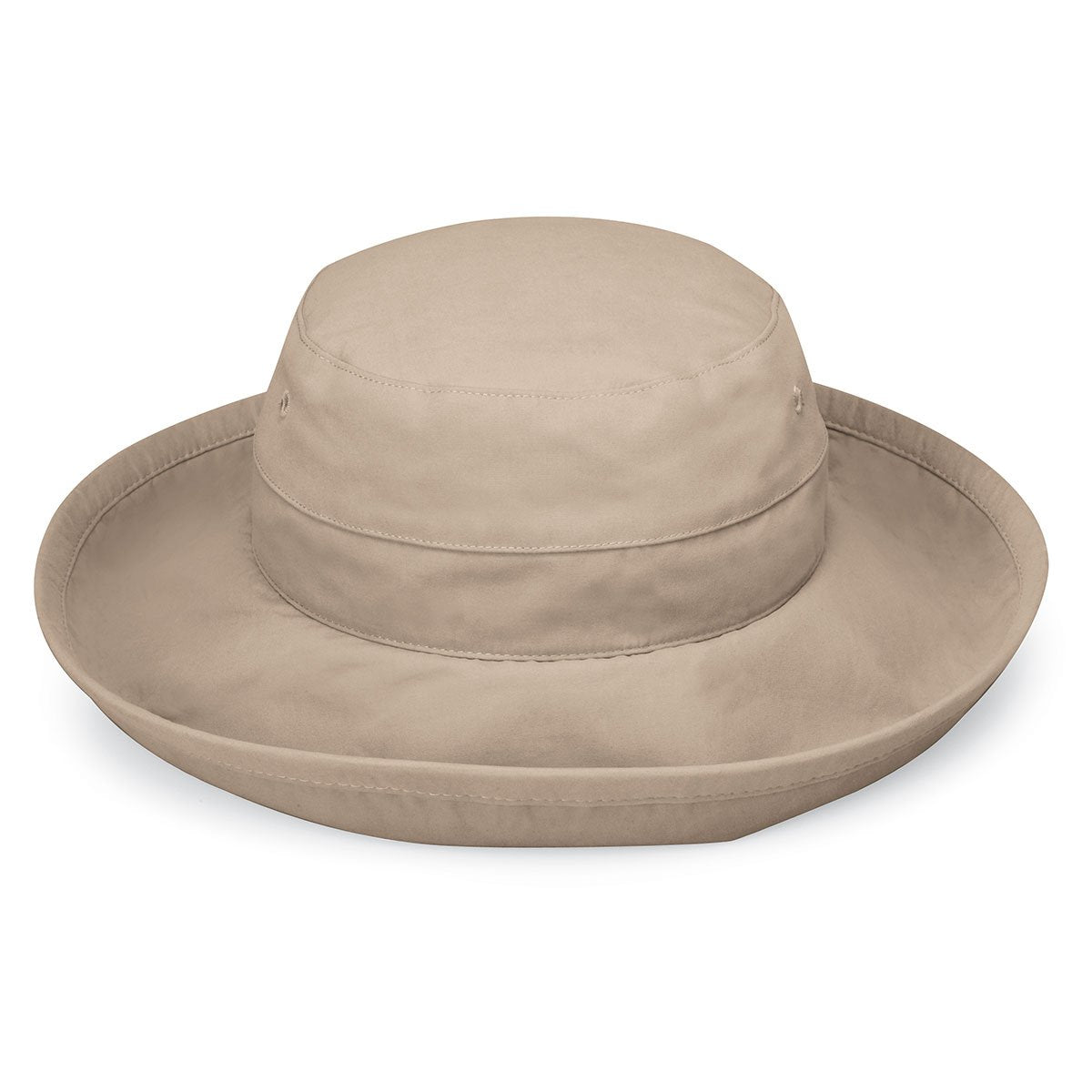 Featuring Casual Traveler Packable UPF Microfiber Wide Brim Crown Style Sun Hat in Camel from Wallaroo