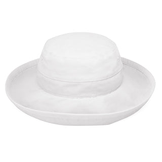 Casual Traveler Microfiber UPF Wide Brim Crown Style Sun Hat in White from Wallaroo