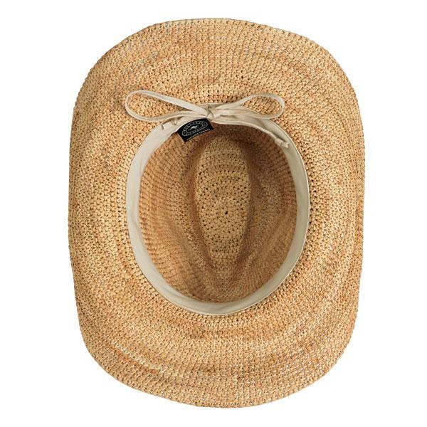 Bottom View of the Catalina Cowboy Straw Summer Sun Hat from Wallaroo, Natural