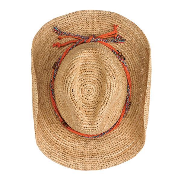 Top View of the Catalina Straw Cowboy Summer Sun Hat from Wallaroo, Natural