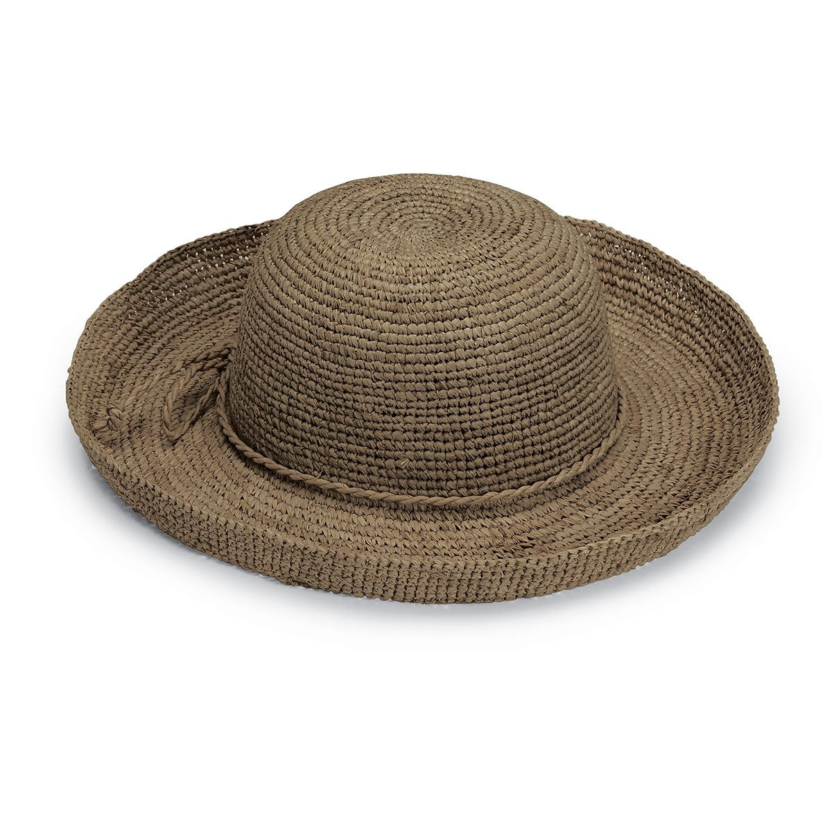 Featuring Catalina Big Wide Brim Crown Style Straw Sun Hat in Mushroom from Wallaroo
