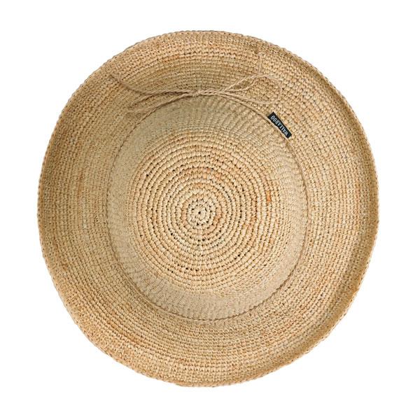 Top View of the Catalina Big Wide Brim Crown Style Straw Sun Hat from Wallaroo, Natural