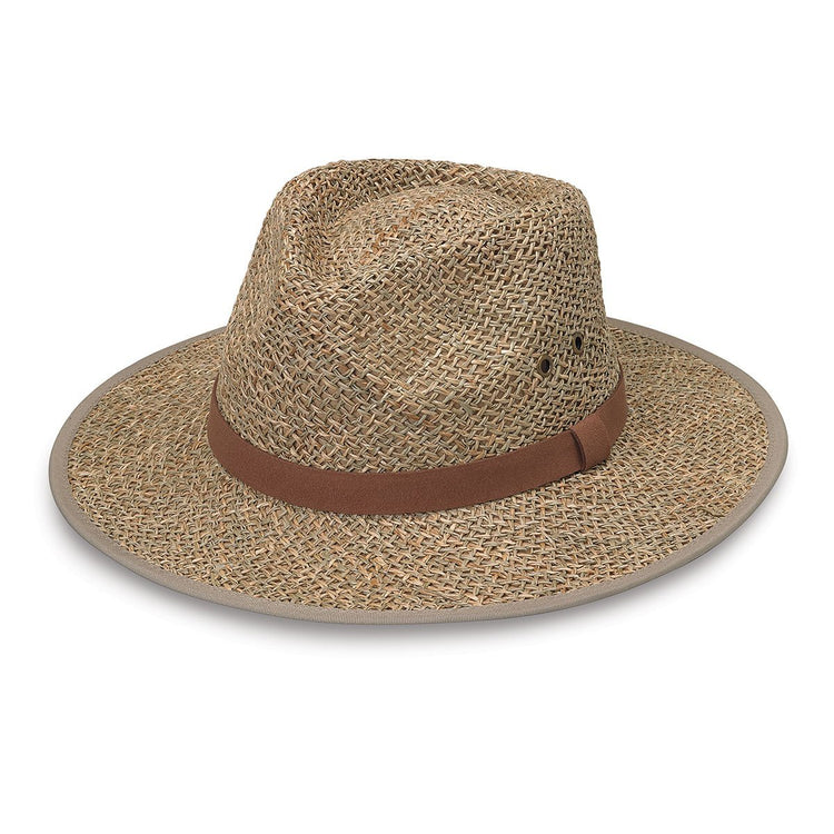 Charleston UPF Fedora Style Beach Sun Hat with Chinstrap in Natural from Wallaroo, Natural