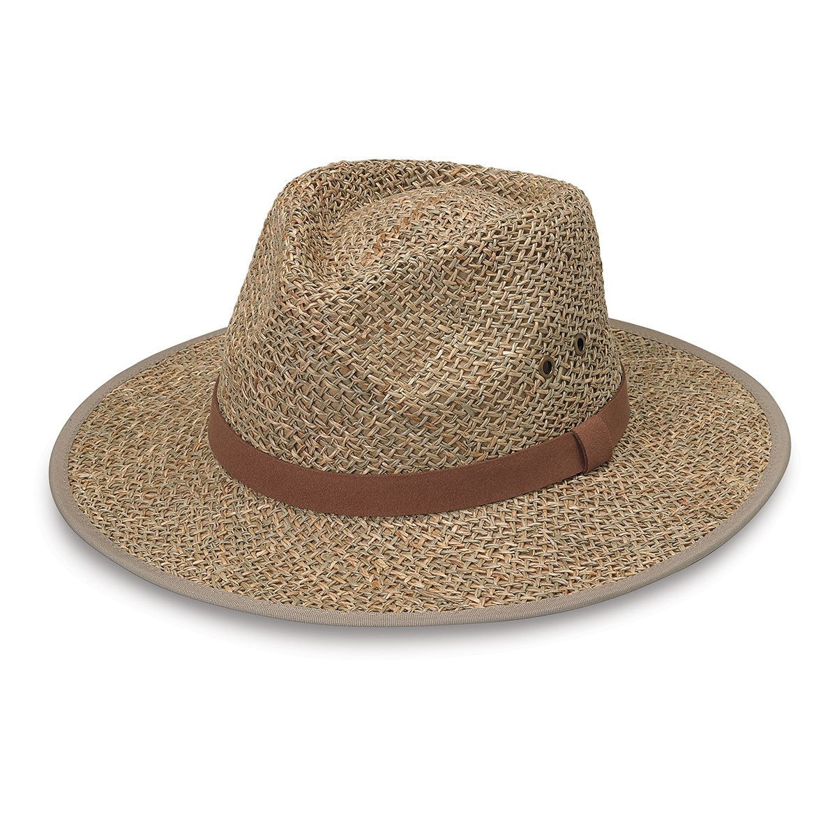 Featuring Charleston UPF Fedora Style Beach Sun Hat with Chinstrap in Natural from Wallaroo