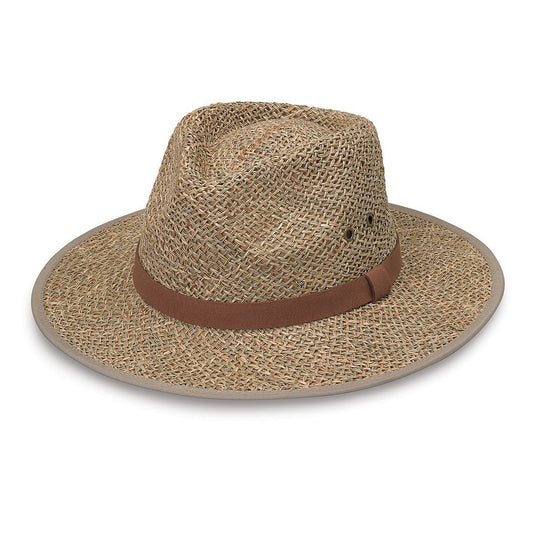 Charleston UPF Fedora Style Beach Sun Hat with Chinstrap in Natural from Wallaroo