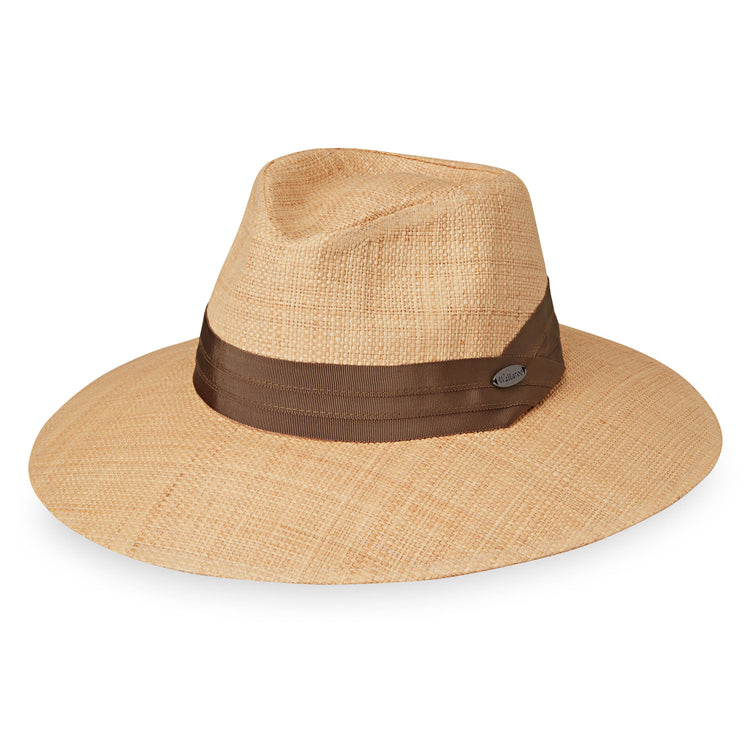 UPF Charlotte Beach Fedora Style Straw Sun Hat with cotton lining from Wallaroo, Natural